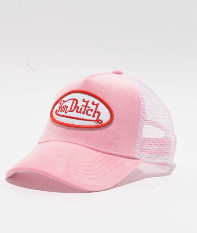 Von Dutch リバースロゴ ベルベット トラッカー キャップY2K 今だけ！Von Dutch リバースロゴ ベルベット トラッカー