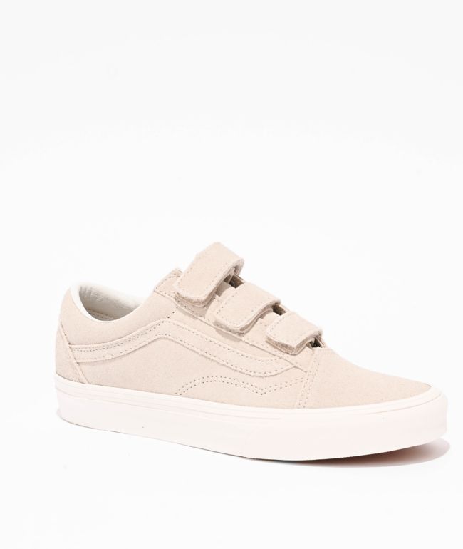 Vans Women's Old Skool V Mushroom & White Skate Shoes - Vans