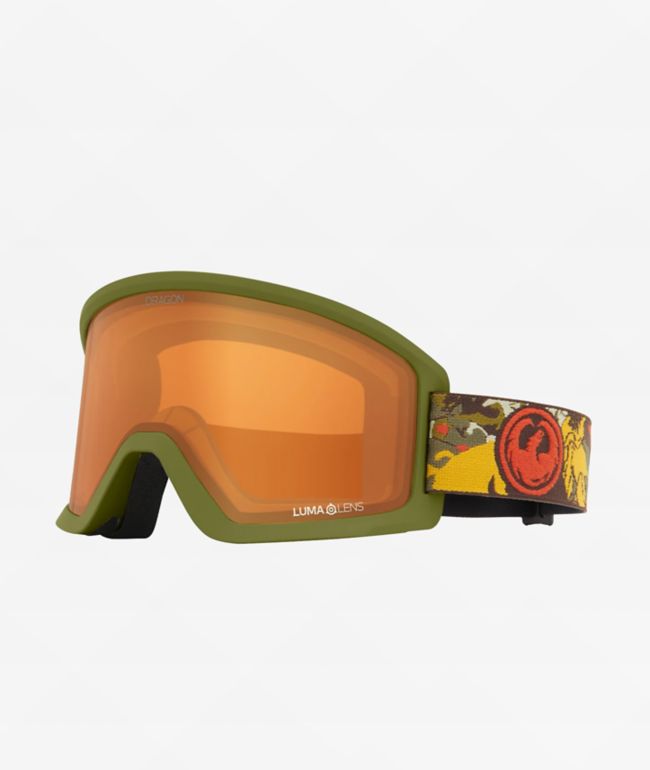 Dragon DX3 OTG Leafy Camo & Amber Snowboard Goggles - Dragon Alliance