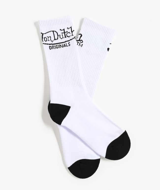 Von Dutch Logo White Crew Socks - Von Dutch