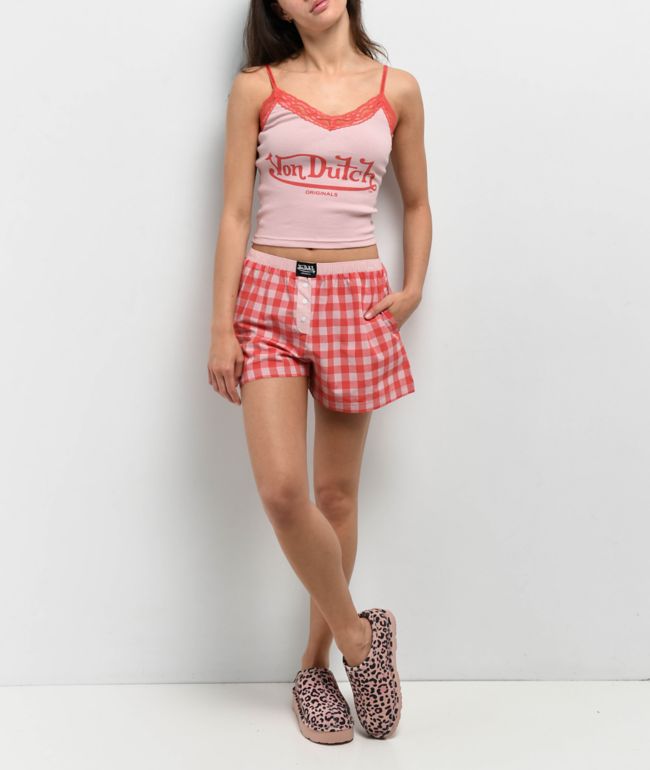 Von Dutch Red Plaid Lounge Set - Von Dutch