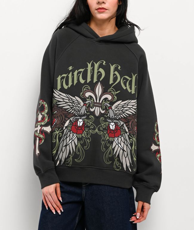 Ninth Hall Wichita Raglan Black Hoodie - Ninth Hall