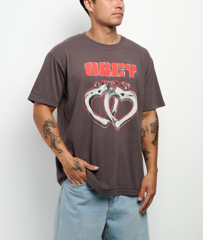 Obey Cuffs Vintage Black T-Shirt - Obey
