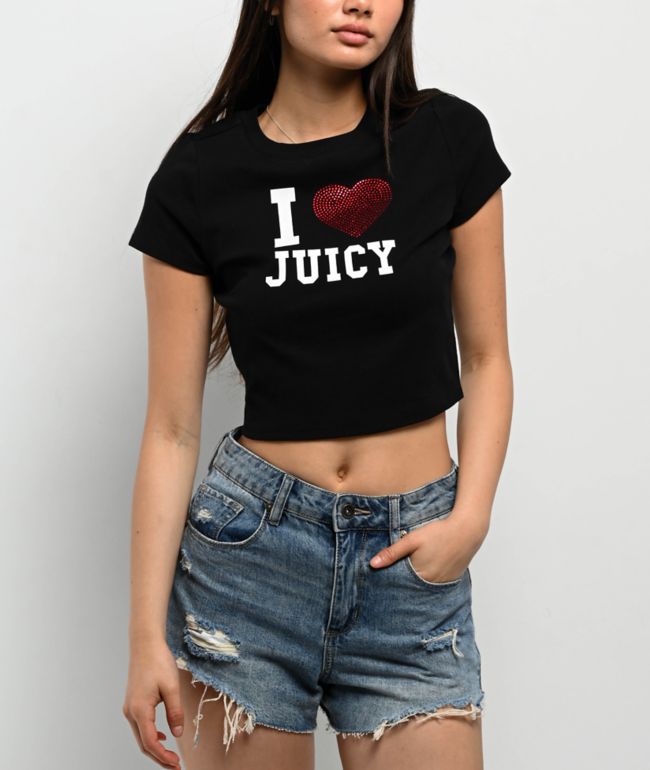 RIPNDIP Love U Babe Rhinestone Black Crop T-Shirt | Zumiez