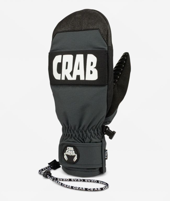 Crab Grab Stevens Punch Washed Black 15K Snowboard Mittens - Crab Grab