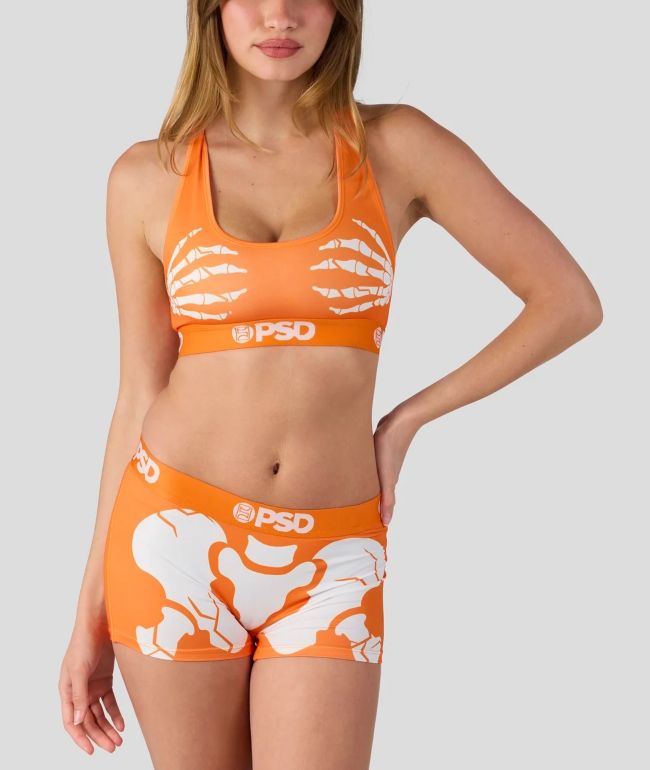 PSD Snapped Skeleton Orange Sports Bra - PSD Underwear