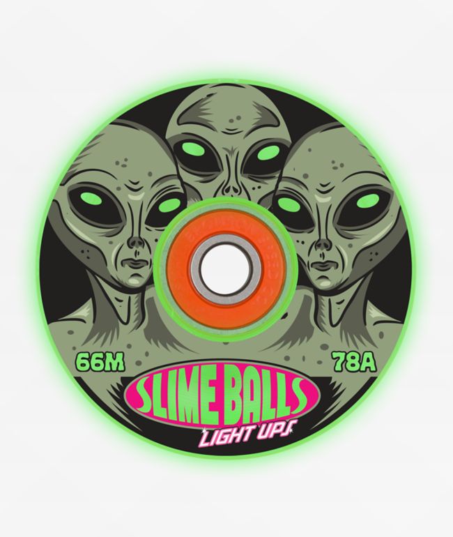 Slime Balls Light Ups LED Friends of Planet 66mm 78a Green Cruiser Skateboard Wheels - Slime Balls