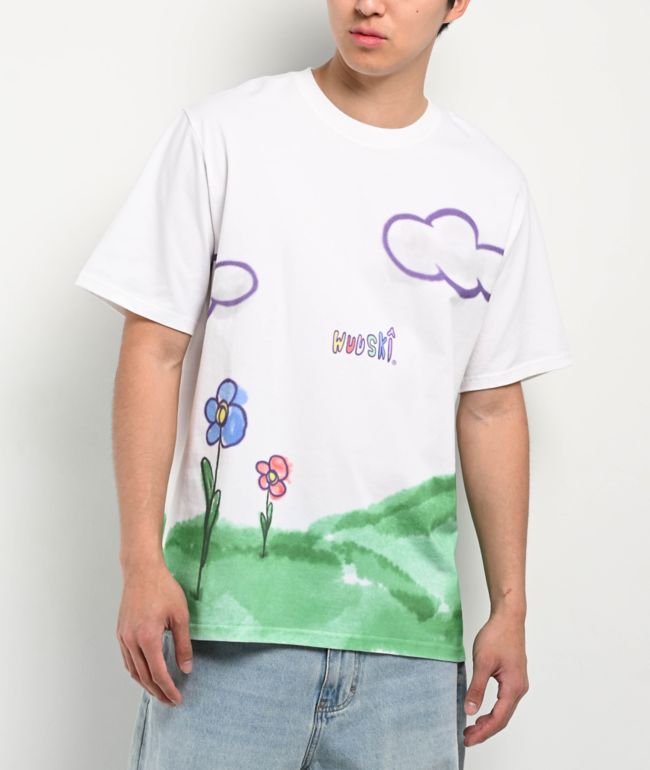 Wuuski Flower Drawings White T-Shirt - Wuuski