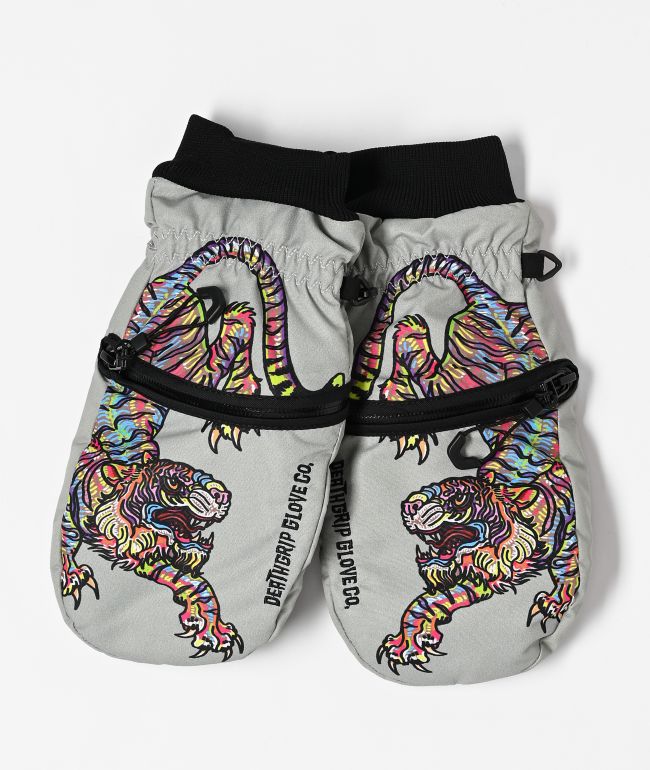 Deathgrip x Melodie Perrault Ghoul Grey Snowboard Mittens - Deathgrip Gloves