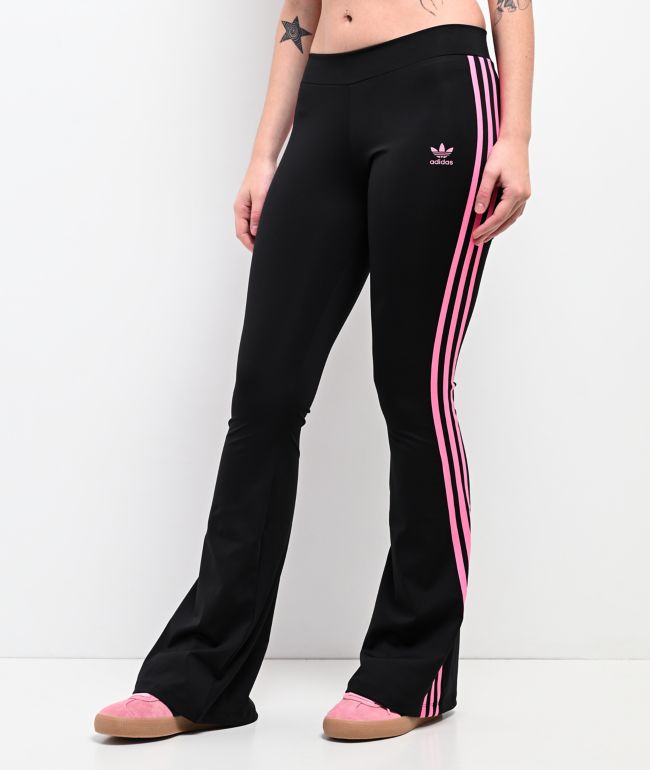 adidas Black & Pink Flare Leggings - adidas