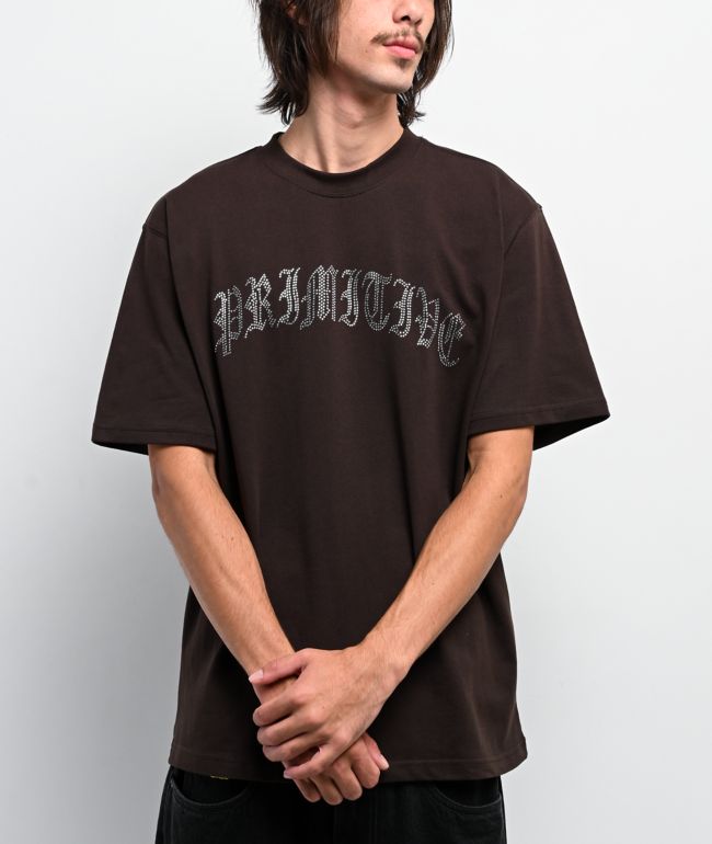Primitive Archie Rhinestone Brown Heavyweight T-Shirt - Primitive