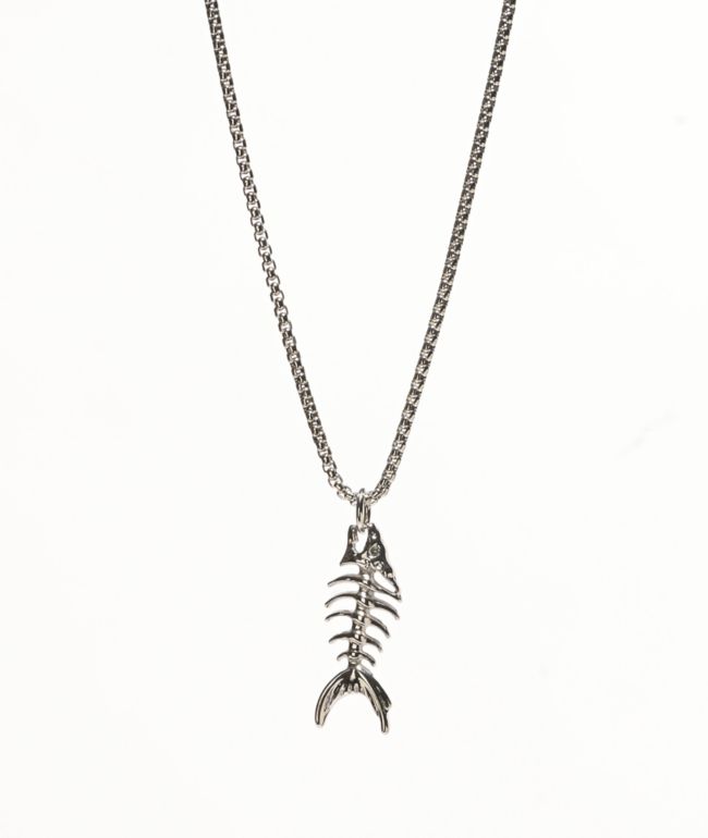 Saint Midas Fish Bone 24" Silver Necklace - Saint Midas