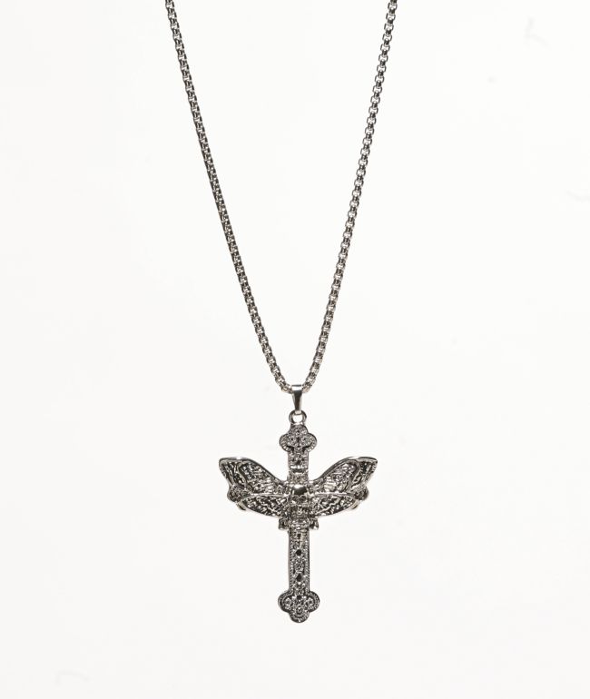 Saint Midas Gothic Moth 22" Silver Necklace - Saint Midas