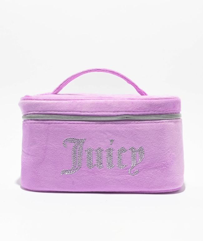 Juicy Couture Rhinestone Terry Train Purple Velour Makeup Bag - Juicy Couture