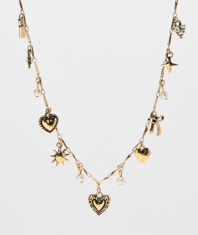 Fantas Eyes Antique Charm Gold Necklace - FANTAS EYES INC
