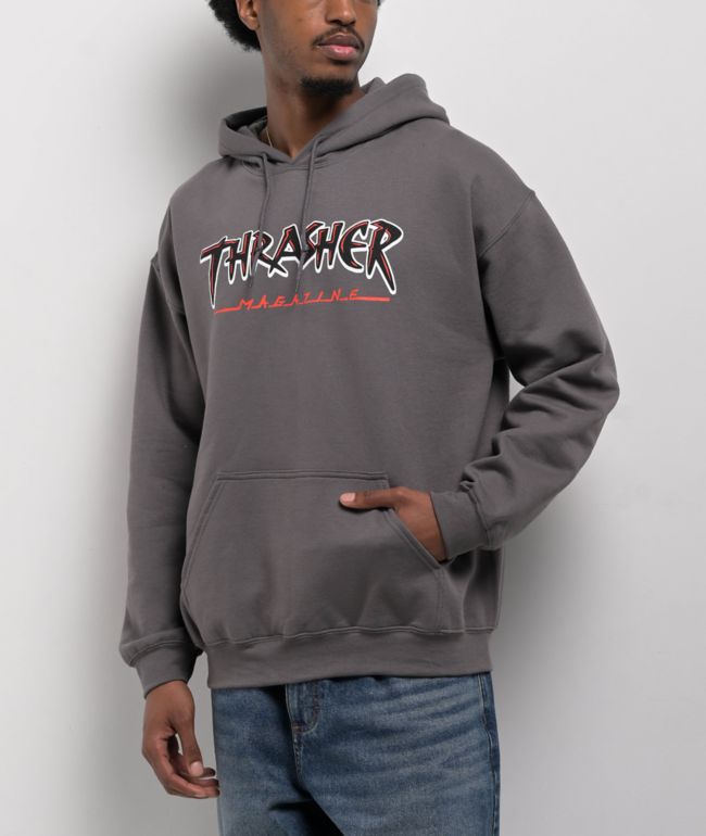 パーカー・フーディ THRASHER Magazine Logo Hoodie Solid Gray TR2301HD01LG MAG LOGO - ZIP UP HOODIE - GREY – Thrasher Magazine