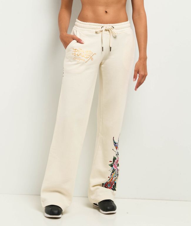 Ed Hardy Love Kills Slowly Heart Ivory Sweatpants