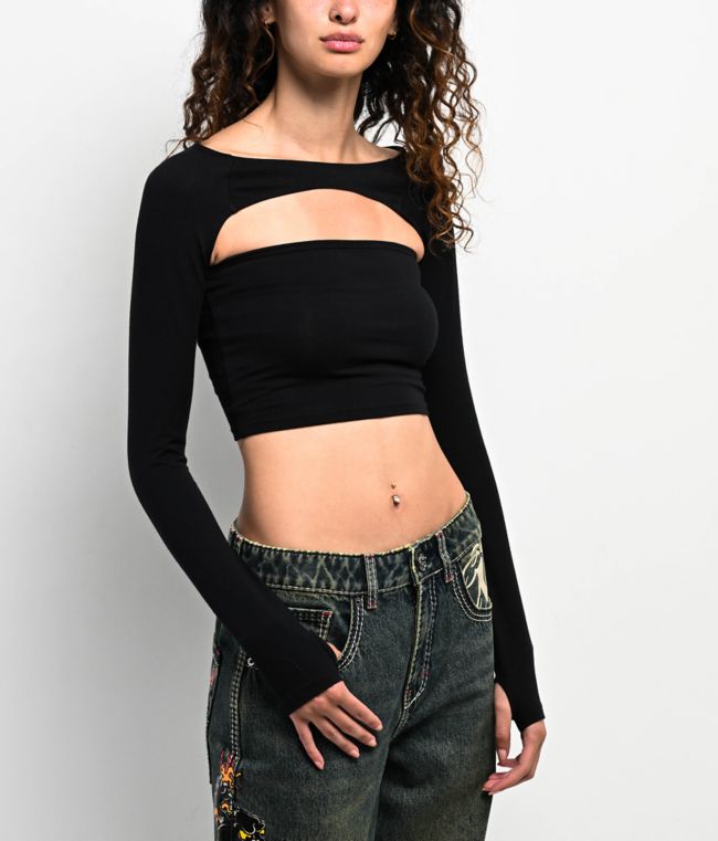SWIXXZ Rhinestone Black Buckle Tube Top | Zumiez