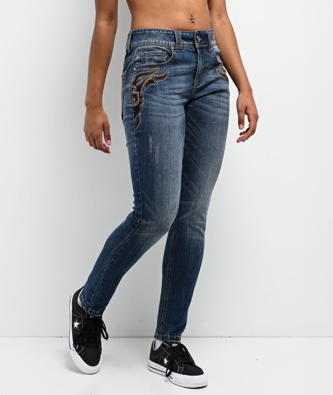 Ninth Hall Felicia Night Shade Blue Wash Skinny Jeans - Ninth Hall