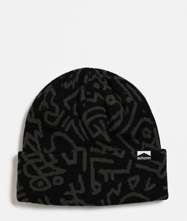 Autumn Soul Camo Black Beanie - Autumn