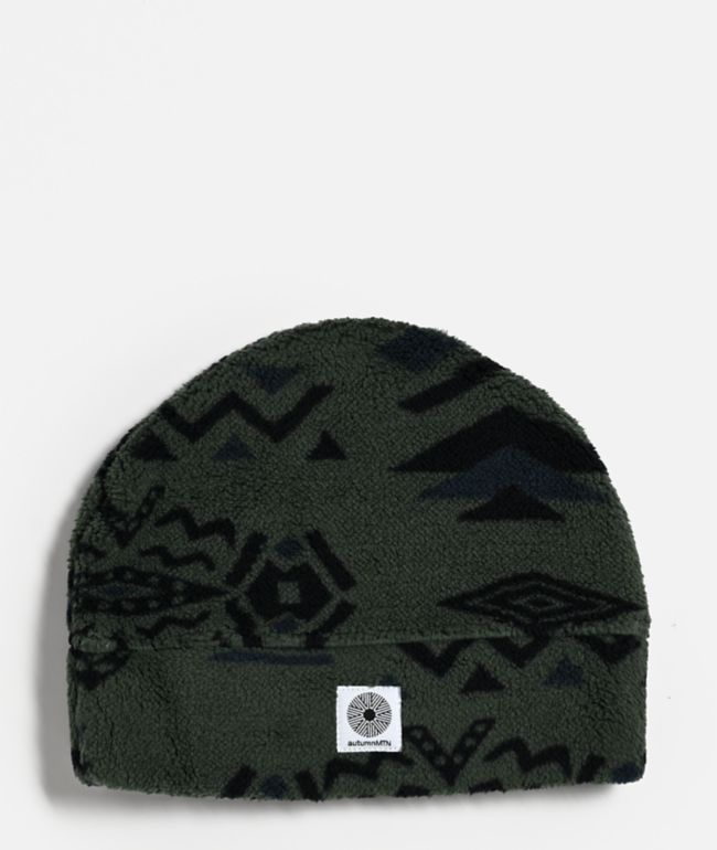 Autumn Mountain Goat Green Fleece Beanie - Autumn
