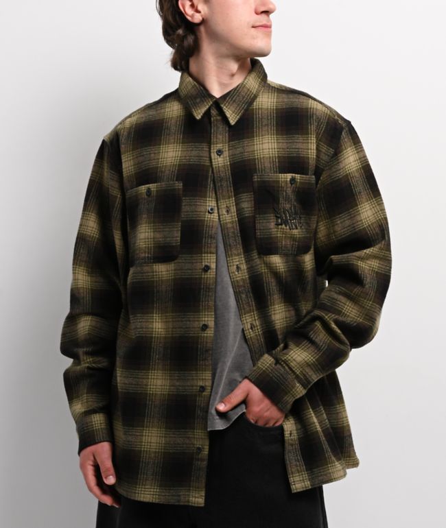 Empyre Browser Black & Green Plaid Flannel Shirt - Empyre