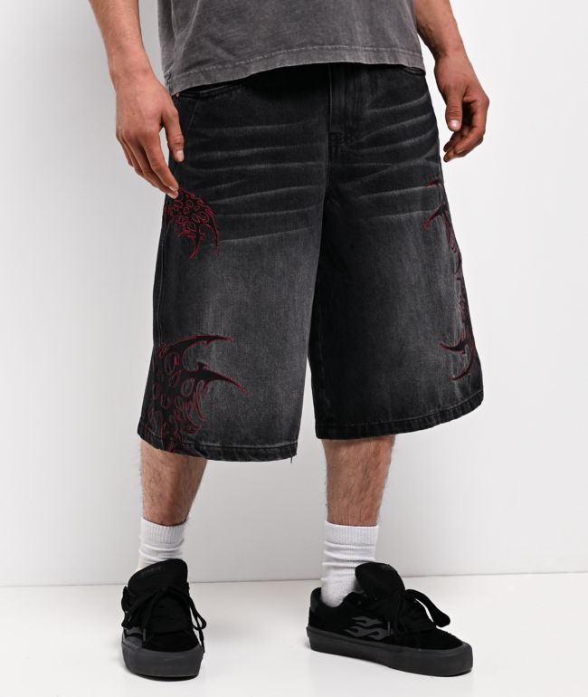 Vitriol Siphon Black Wash Ultra Wide Shorts - Vitriol