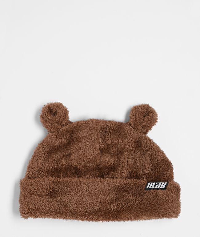 A.LAB Black Plush Bunny Beanie