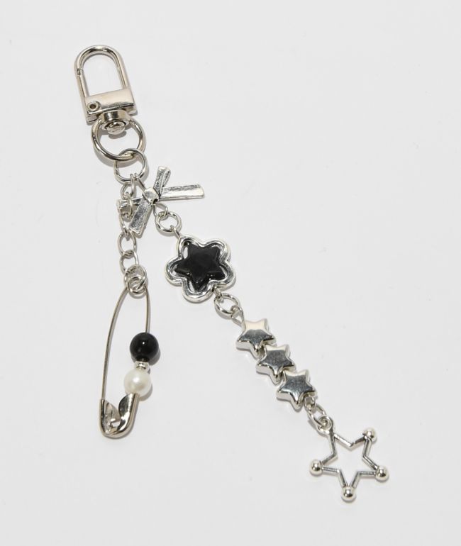Petals and Peacocks Starry Eyed Silver & Black Bag Charm - Petals and Peacocks