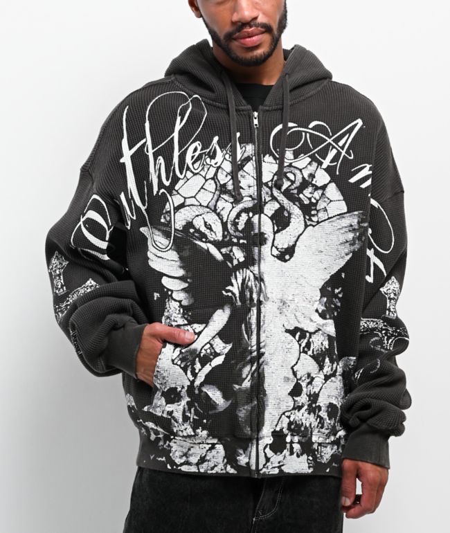 Ninth Hall Stone Black Thermal Zip Hoodie - Ninth Hall