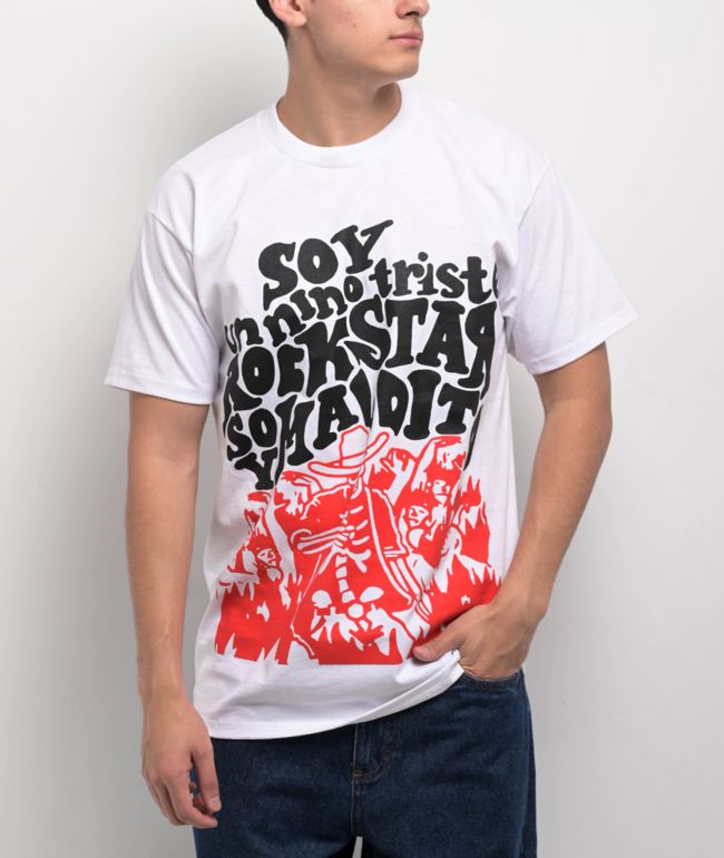 SAD BOYZ by Junior H Rockstar White T-Shirt