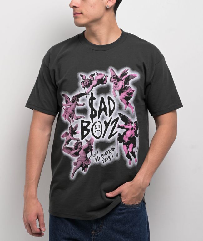 SAD BOYZ by Junior H Pink Cherub Black Wash T-Shirt