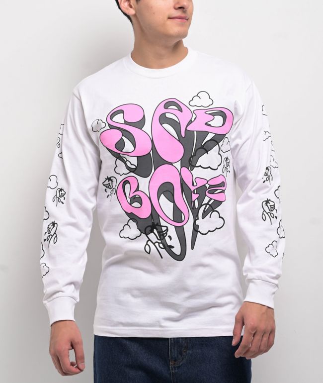 $AD BOYZ by Junior H Trippy Wiggles White Long Sleeve T-Shirt - SAD BOYZ