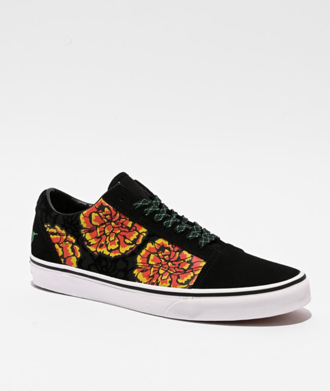 Vans Old Skool Dia De Los Muertos Black & Yellow Skate Shoes - Vans