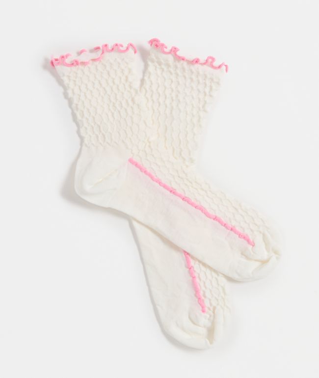 Happy Socks Structure Slinky White Quarter Crew Socks - Happy Socks