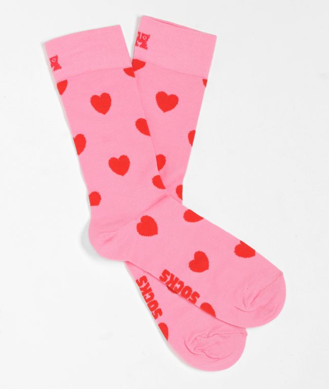 Happy Socks Heart Pink Crew Socks - Happy Socks