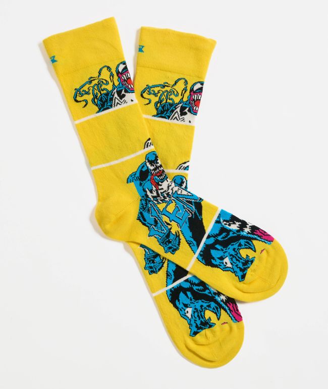 Happy Socks x Marvel Symbiote Yellow Crew Socks - Happy Socks