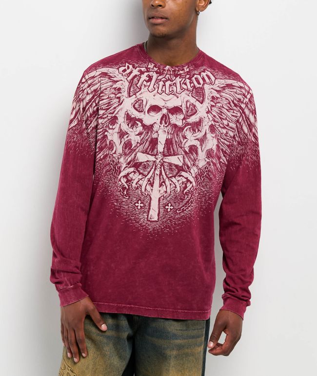 Affliction Eternity Dark Red Long Sleeve T-Shirt - Affliction