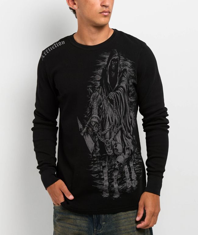 【SATIIIZ】Curren Pigment Long-Sleeved T-shirt Balenciaga Offshore Long Sleeve T-shirt Oversized 'Black