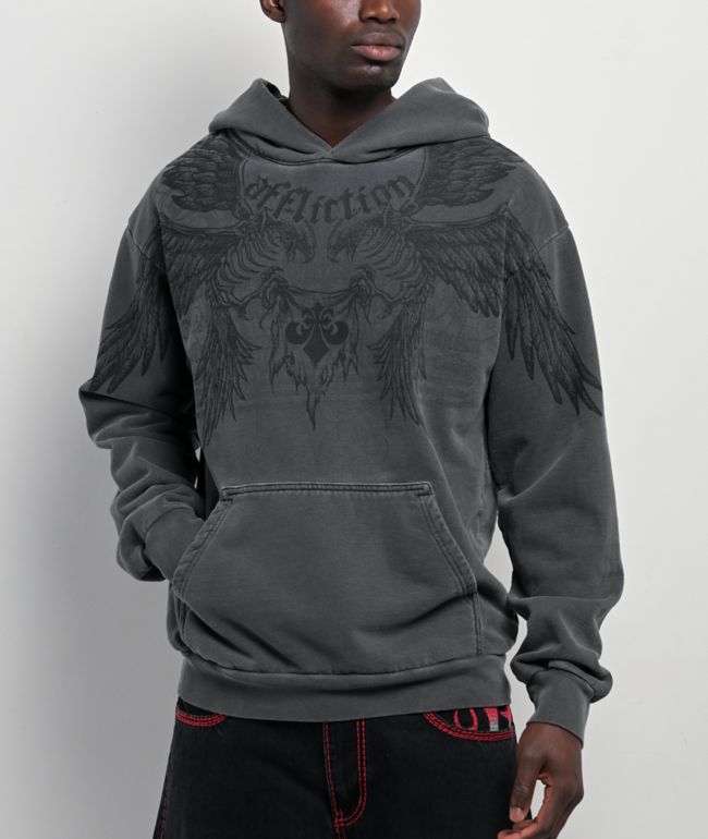 Affliction Birds Of Prey Grey Wash Hoodie