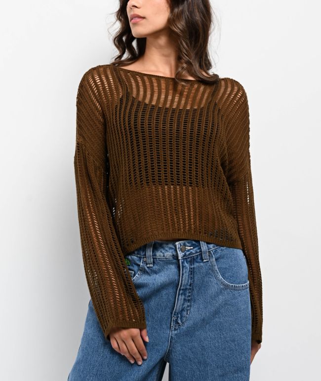 Love Knits NYC Open Knit Brown Sweater - Love Knits NYC