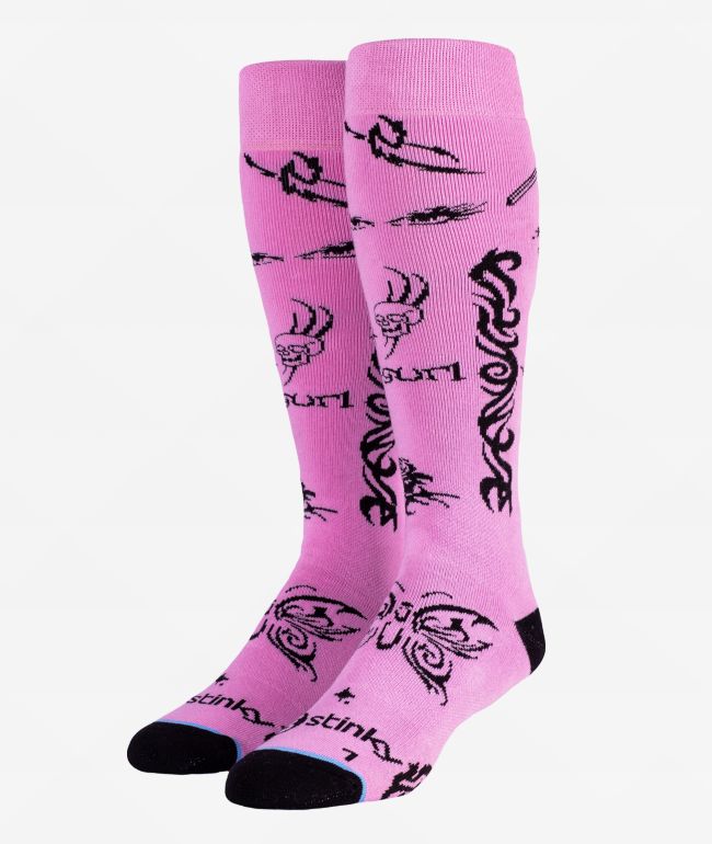 Stinky Socks x Jibgurl Pink Snowboard Socks - Stinky Socks