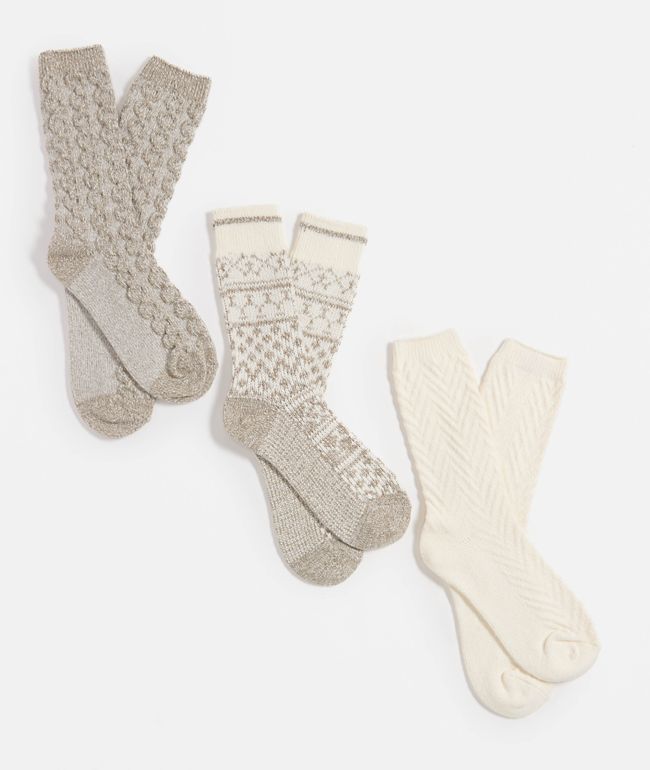 Bearpaw Diamond Fair Isle 3 Pack Crew Socks - BEARPAW