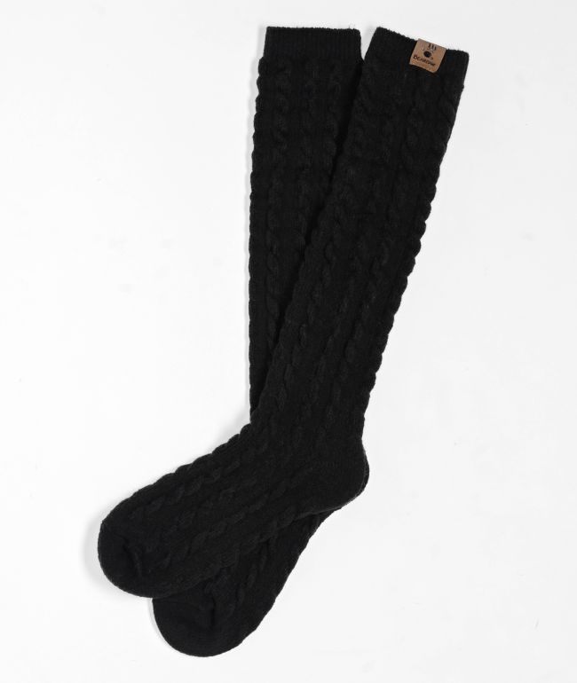 Bearpaw Cable Black Knee High Socks - BEARPAW