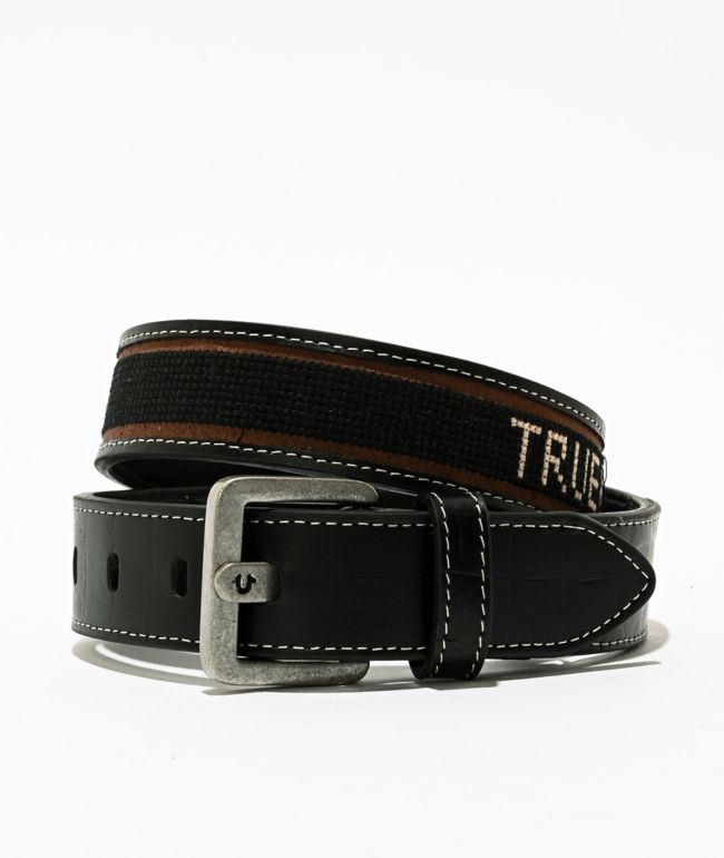 True Religion Script Band Black & Red Watch & Bracelet Combo | Zumiez