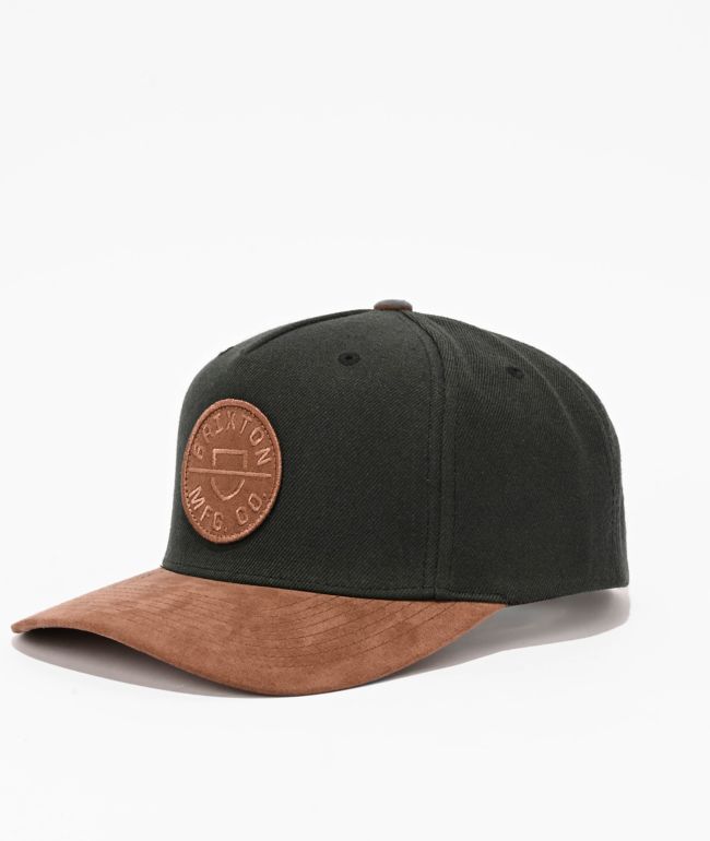 Brixton Crest Black & Brown Netplus® Snapback Hat - Brixton