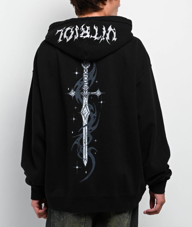 パーカー・フーディ STIGMA 22 ZIPPER OVERSIZED HEAVY SWEAT HOODIE BLACK 22STHD05 Horror Hoodie, Black Pullover, Goth Streetwear, Black Metal