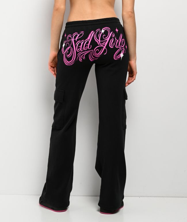 SAD BOYZ by Junior H SAD GIRLZ Flower Black Crop T-Shirt
