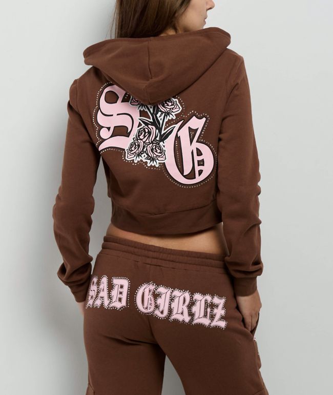 AD BOYZ By Junior H SAD GIRLZ Don't Cry Black Crop Zip