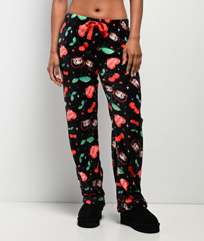Betty Boop Cherry Black Plush Lounge Pants - CoCo Brands